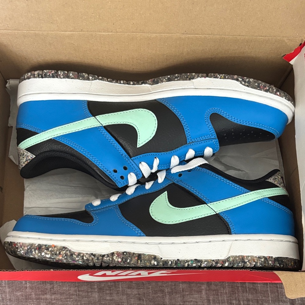 Nike Black and Blue Sneakers with Green Highlights